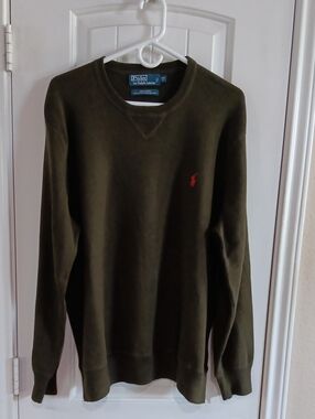 Polo Ralph Lauren 2XB Big Crewneck Sweatshirt Olive Green Red Pony Classic